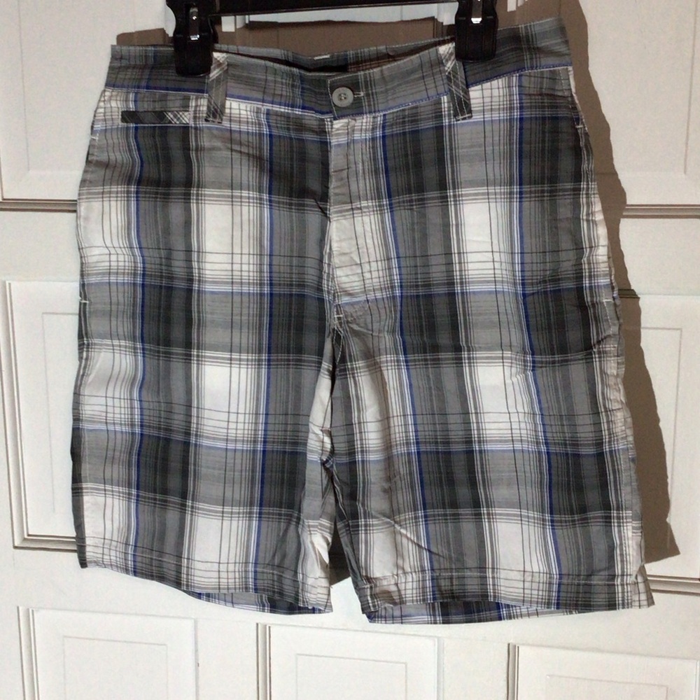 Point Zero Plaid Shorts in Gray and White
